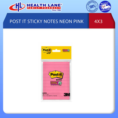 POST IT STICKY NOTES NEON PINK 4X3''